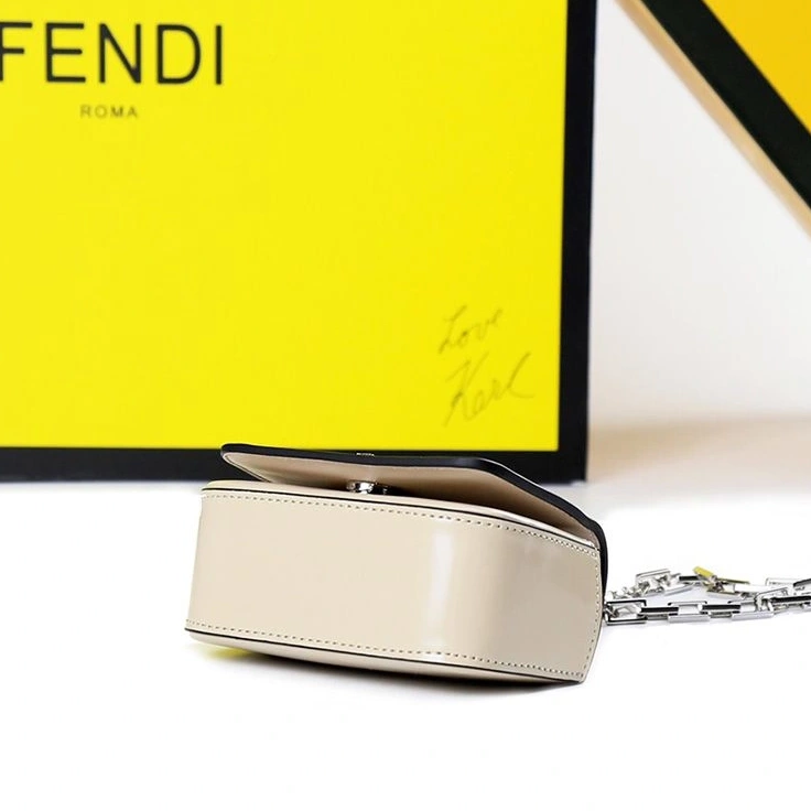 Cheap Leather Bag Fendi Calf F In Beige Nano 0809